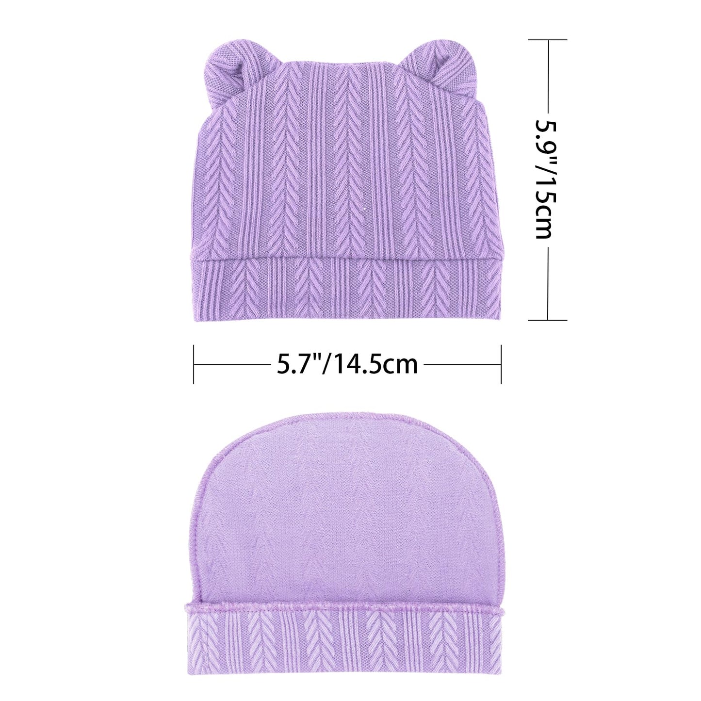 4 Set Baby Beanie Hat + Gloves (0-6 Months)
