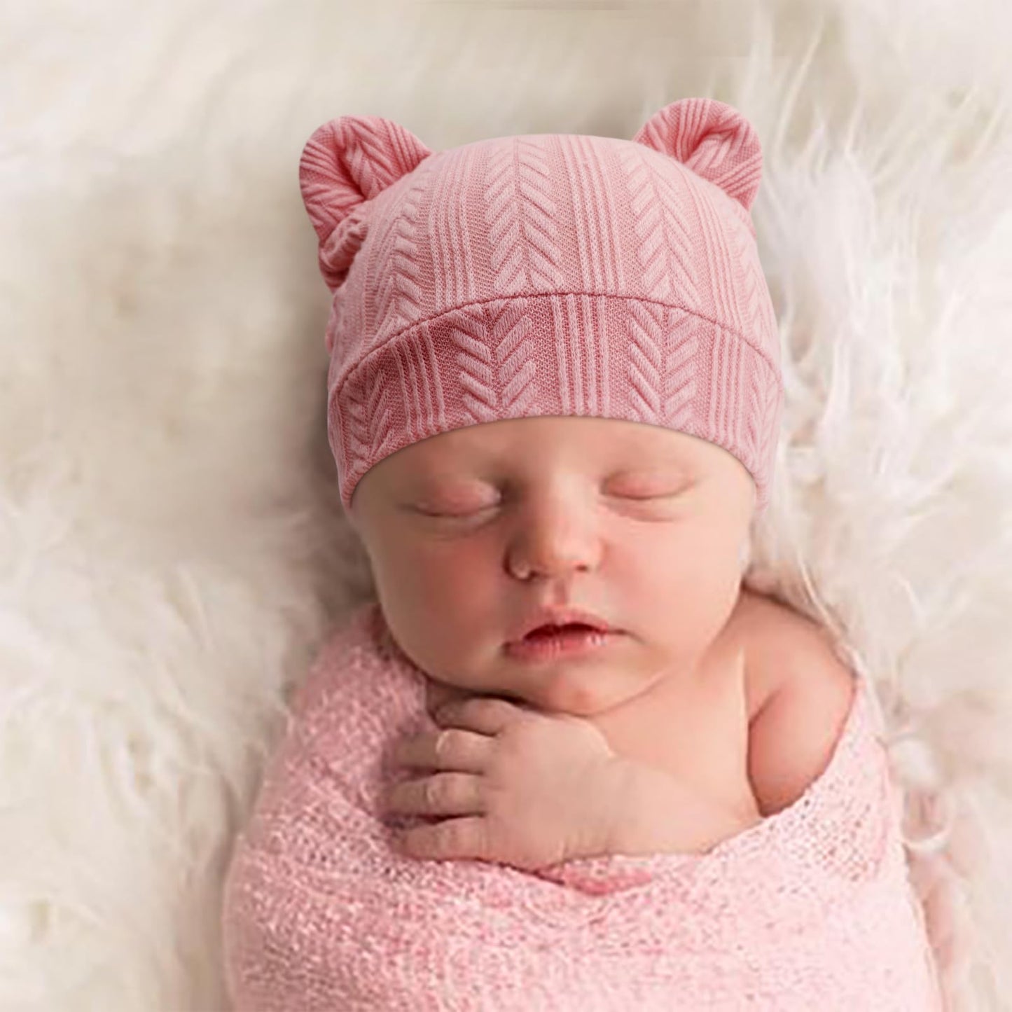 4 Set Baby Beanie Hat + Gloves (0-6 Months)