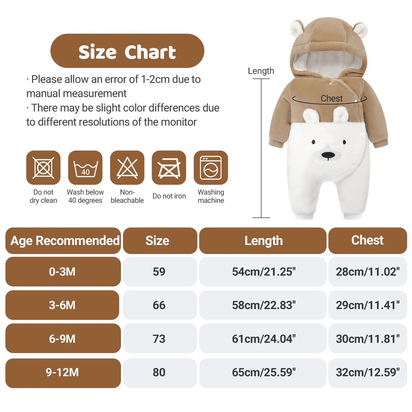 ❄️ Baby Snowsuit Fleece Romper – Warm Winter One-Piece for Babies