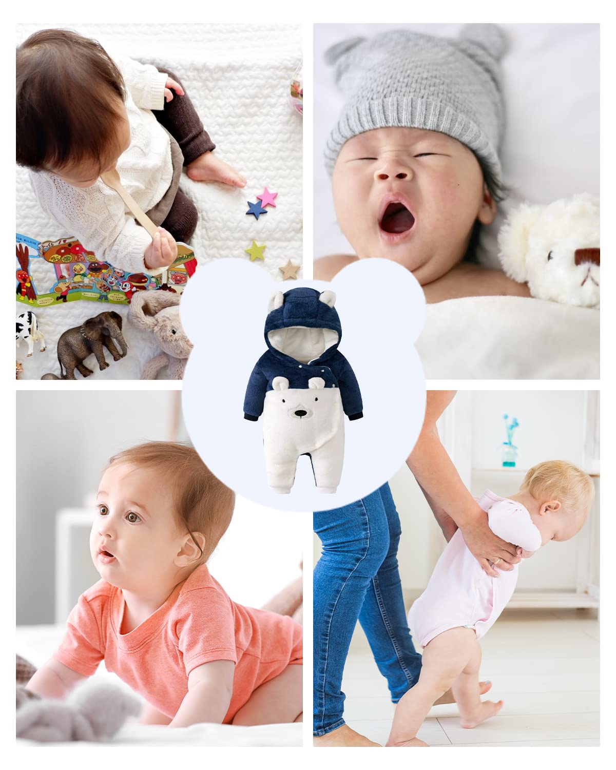 ❄️ Baby Snowsuit Fleece Romper – Warm Winter One-Piece for Babies