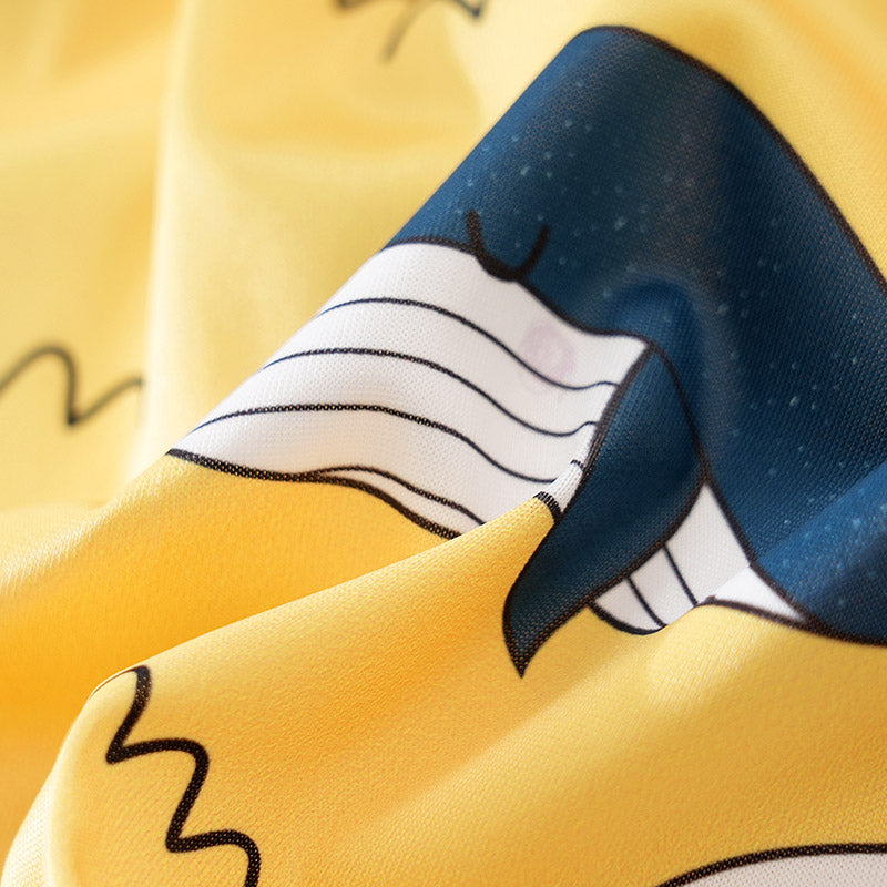 Yellow and White  Whale Print Babysuit Romper