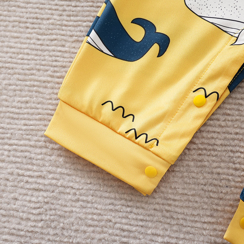 Yellow and White  Whale Print Babysuit Romper