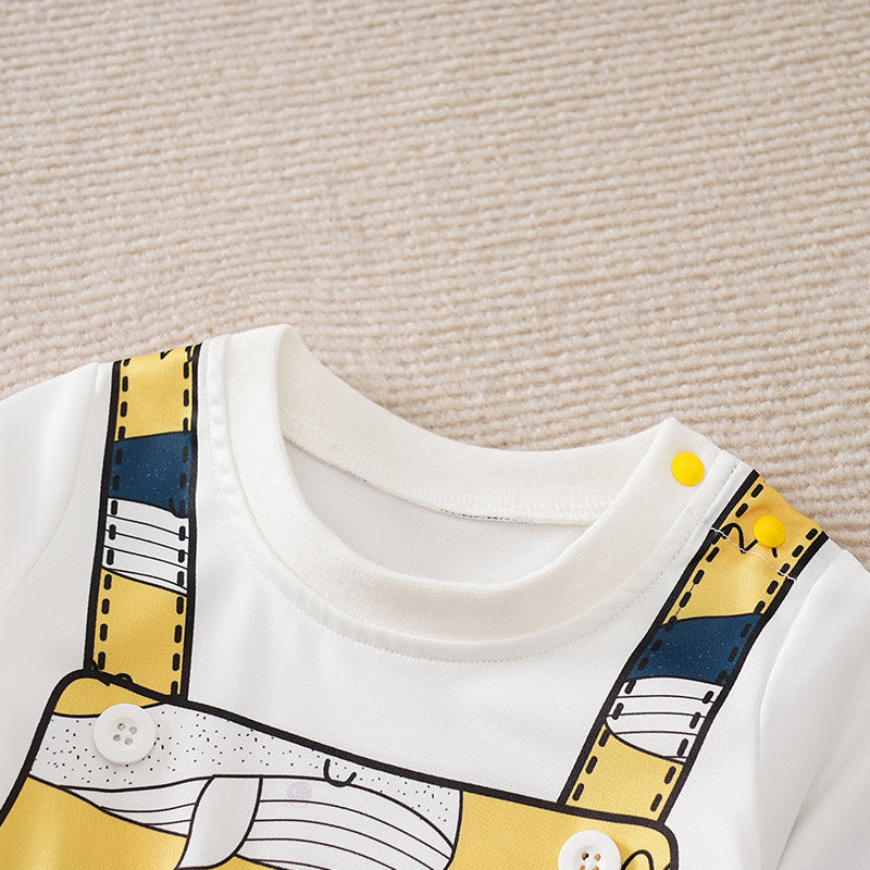 Yellow and White  Whale Print Babysuit Romper