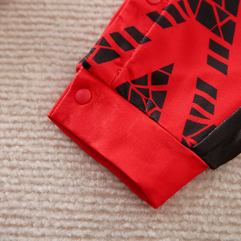 Red print soccer romper babysuit