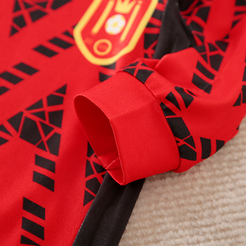 Red print soccer romper babysuit