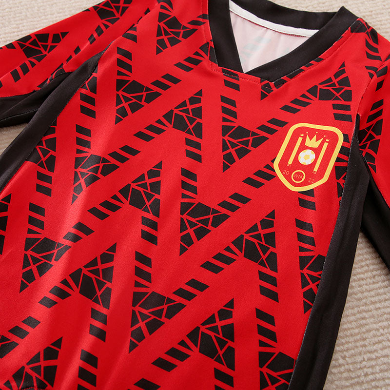 Red print soccer romper babysuit