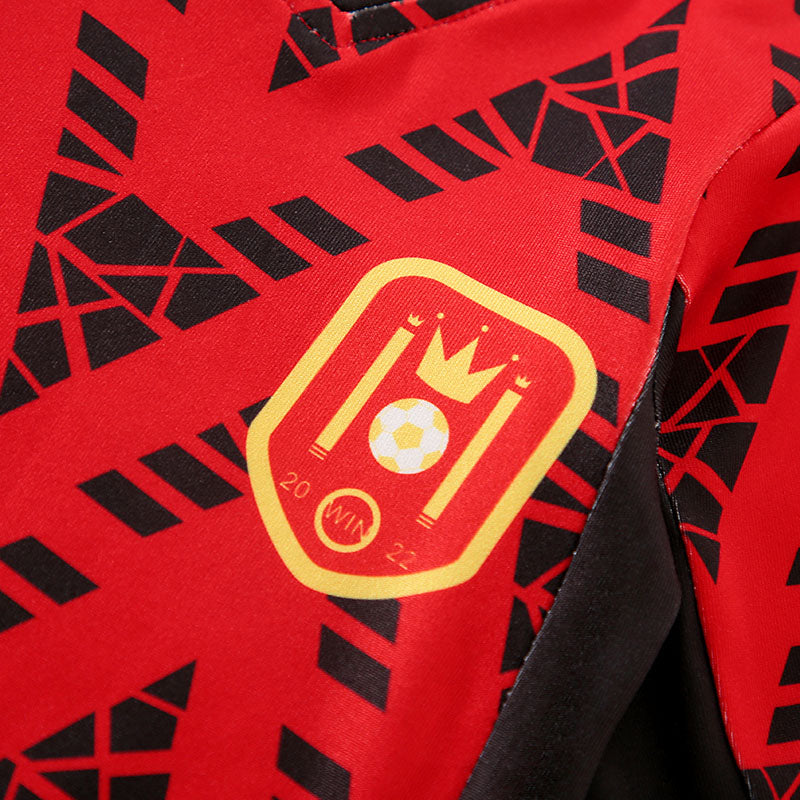 Red print soccer romper babysuit