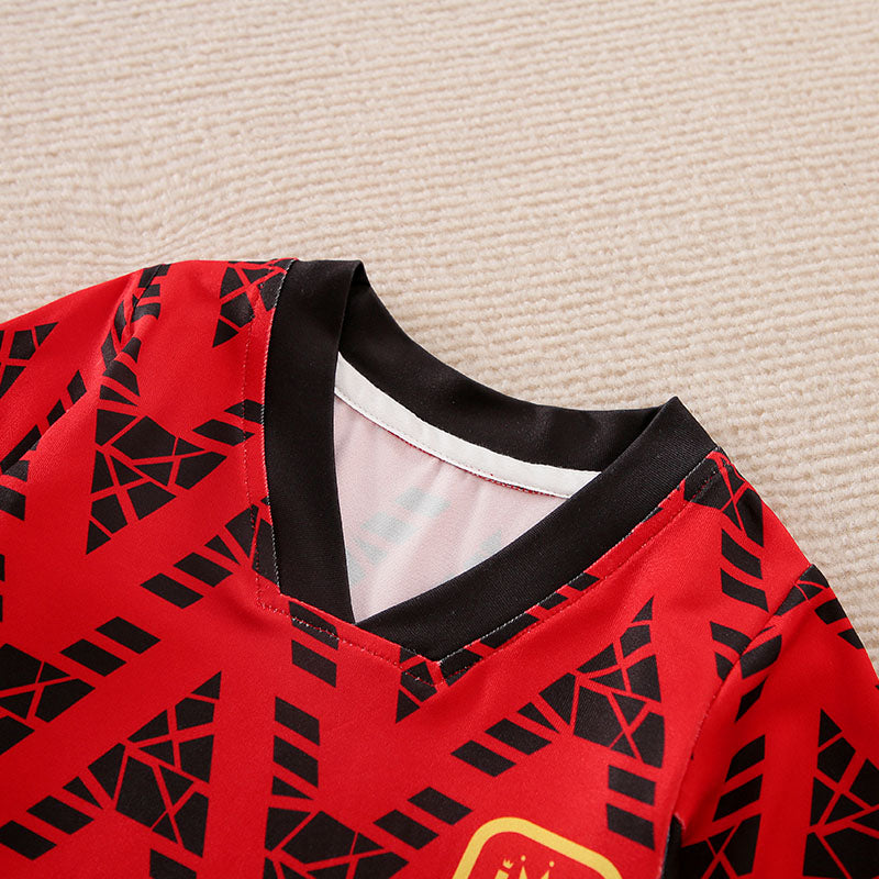 Red print soccer romper babysuit