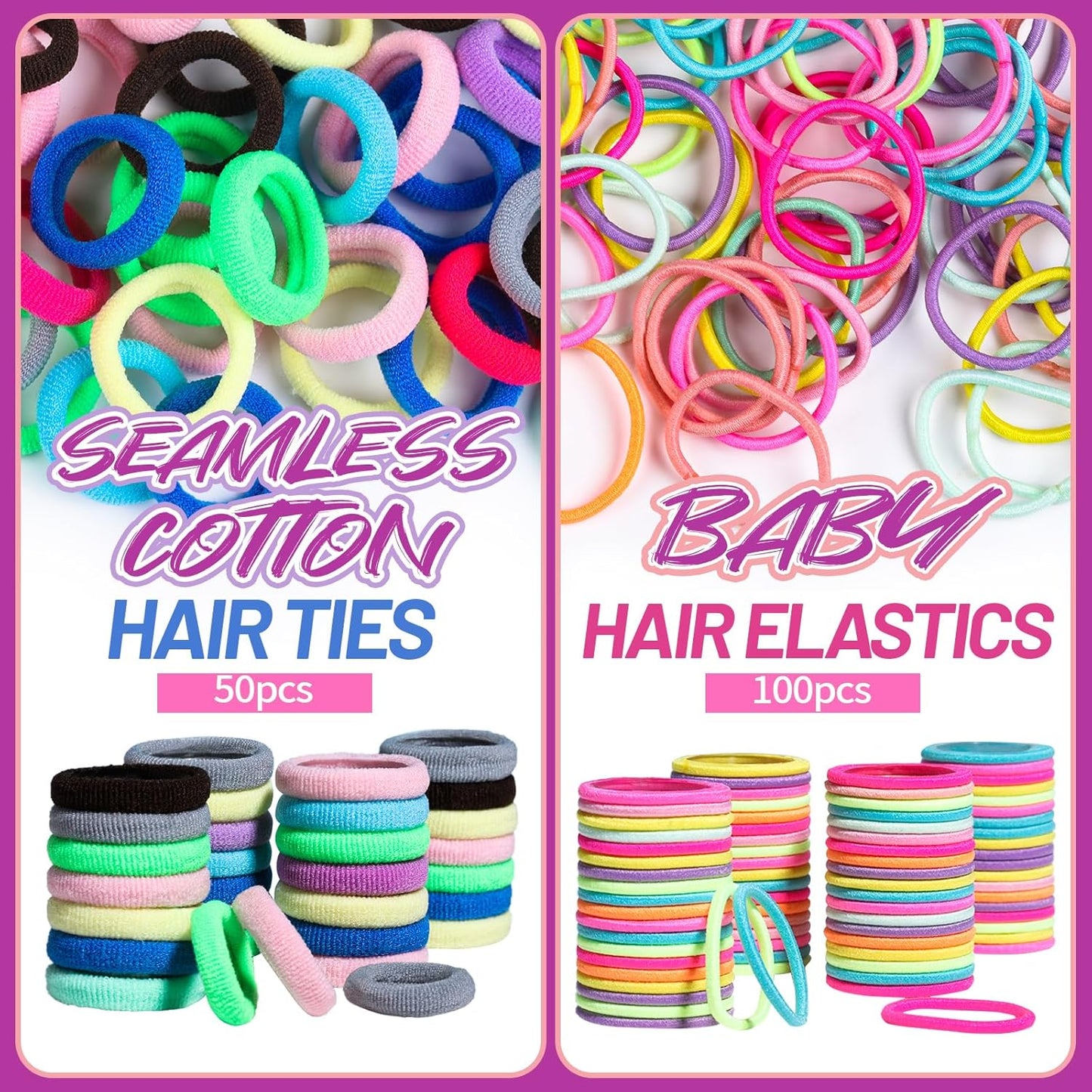 Elastic Hair Bands Hair Ties for Little Girls,  Hair Rubber Bands with Tail Hair Tools