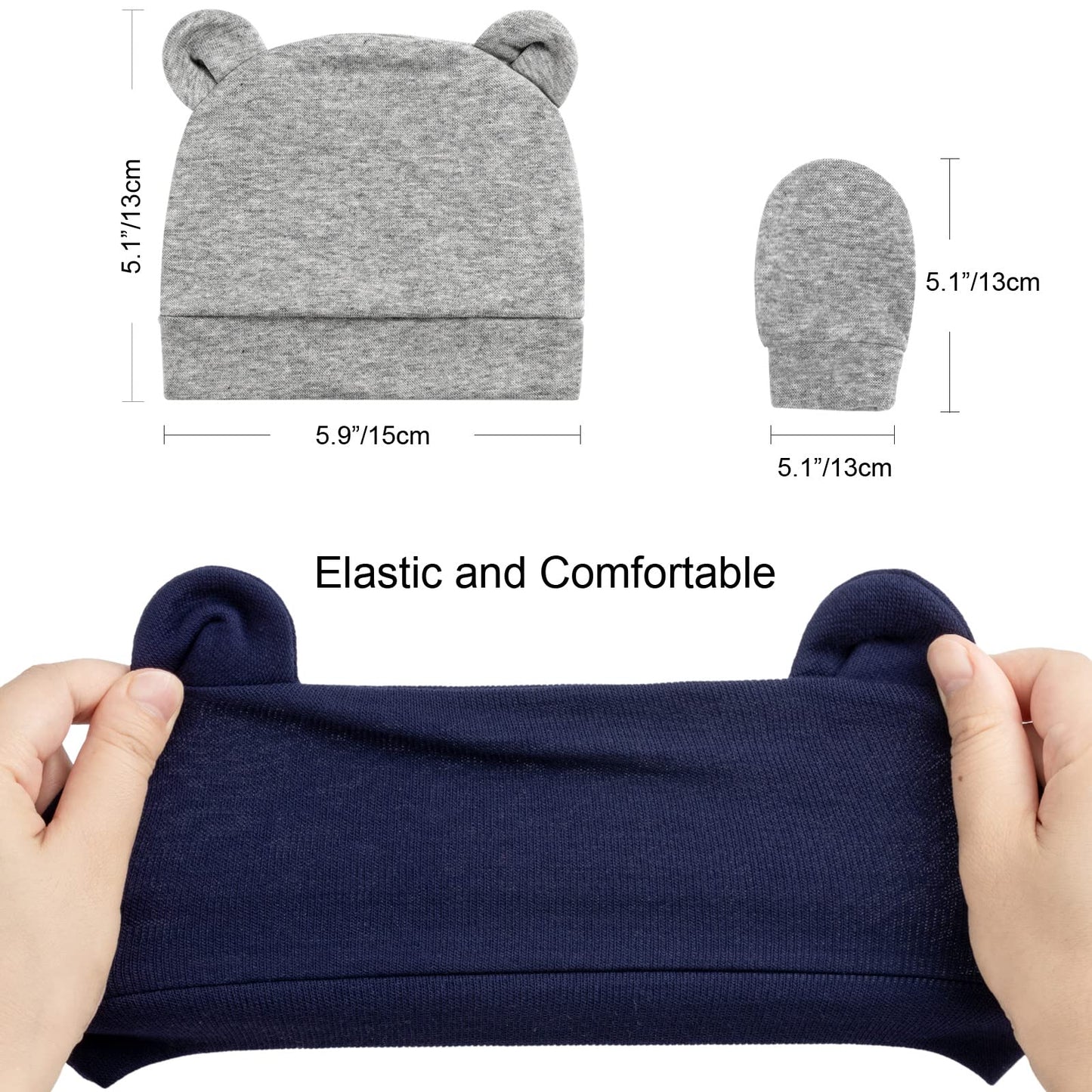 4 Set Baby Beanie Hat + Gloves (0-6 Months)