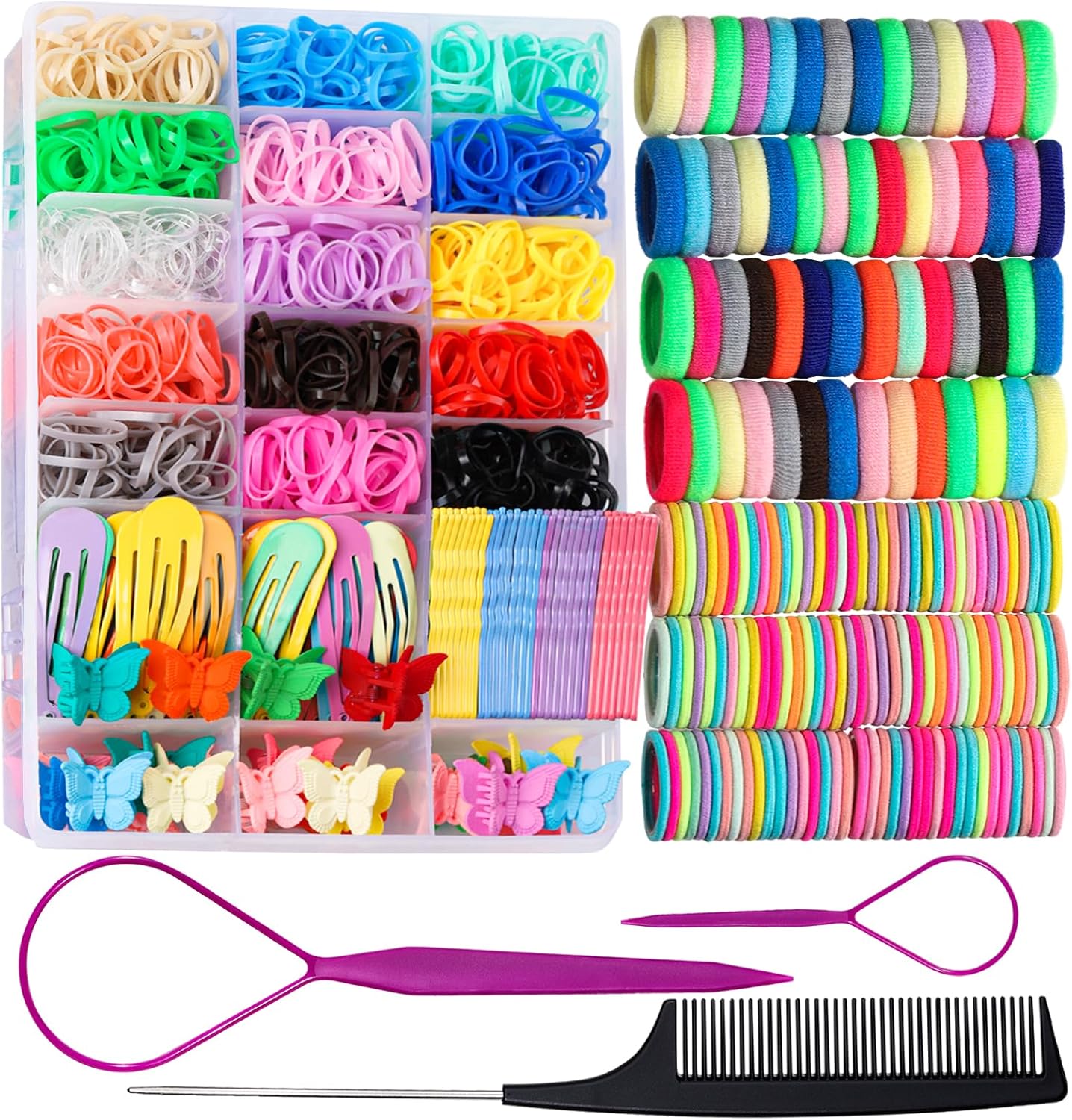 Elastic Hair Bands Hair Ties for Little Girls,  Hair Rubber Bands with Tail Hair Tools