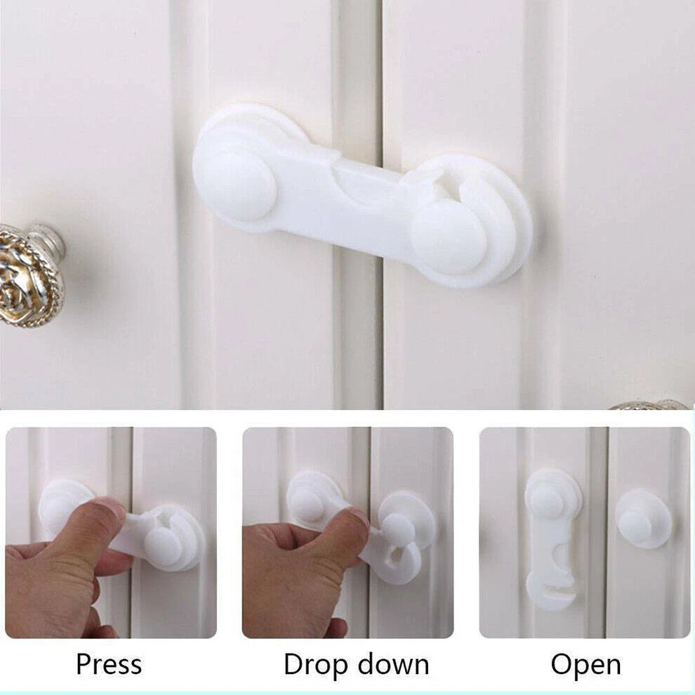 10 Child Baby Toddler Cupboard Cabinet Safety Locks Proof Door Drawer Fridge