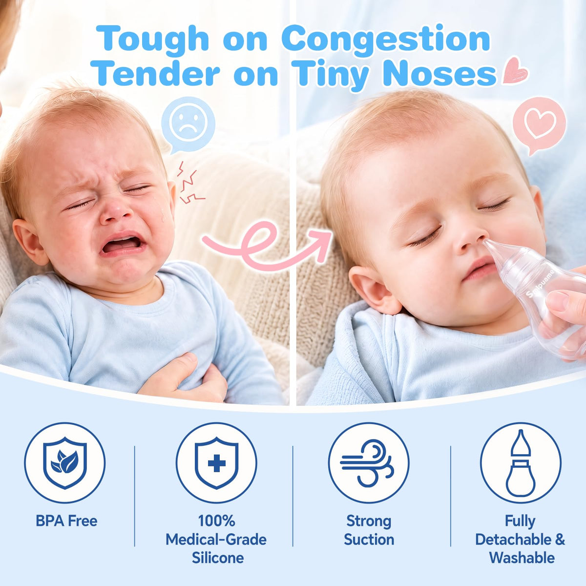 Baby Nasal Aspirator – Soft Silicone Suction Bulb for Newborns & Babies