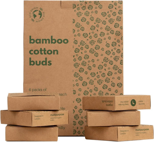 600 Bamboo Cotton Buds |100% Eco-Friendly Biodegradable   | Perfect for Baby Care  |  6x100 Ear Buds Cotton