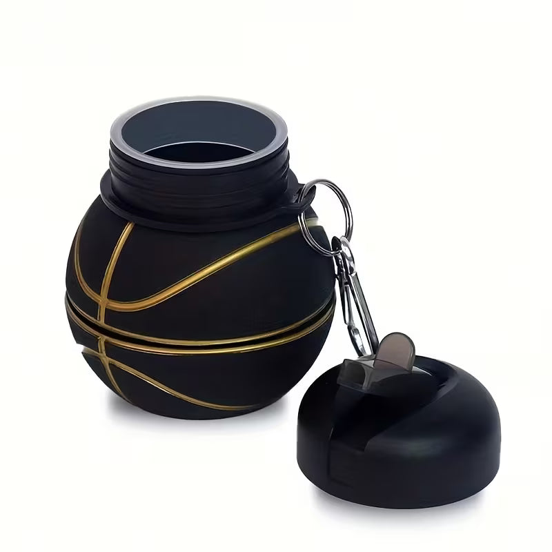 Bambinos Kids Basketball Water Bottle Black Collapsible BPA-FREE
