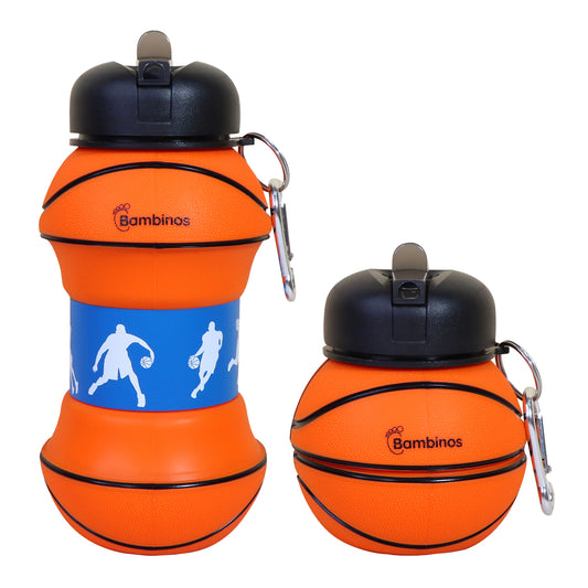 Bambinos Kids Basketball Water Bottle Silicone Collapsible BPA-FREE