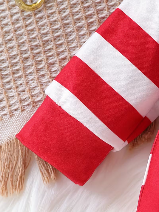 Long-Sleeve Christmas Bodysuit with Santa & Reindeer Print – Baby Romper for Newborns & Infants