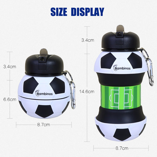 Bambinos Kids Football Water Bottle Silicone Collapsible BPA-FREE