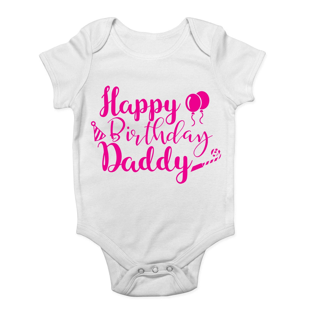 “Happy Birthday Daddy” Pink Baby Grow Vest – Girls Bodysuit | Daddy Birthday Gift