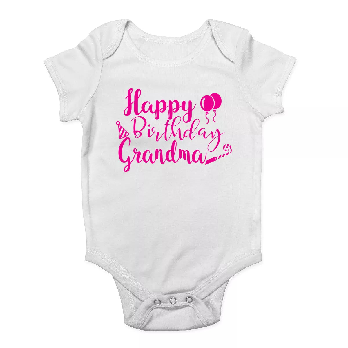Happy Birthday Grandma Baby Grow Vest – Pink Girls Bodysuit | Cute Grandmother Gift