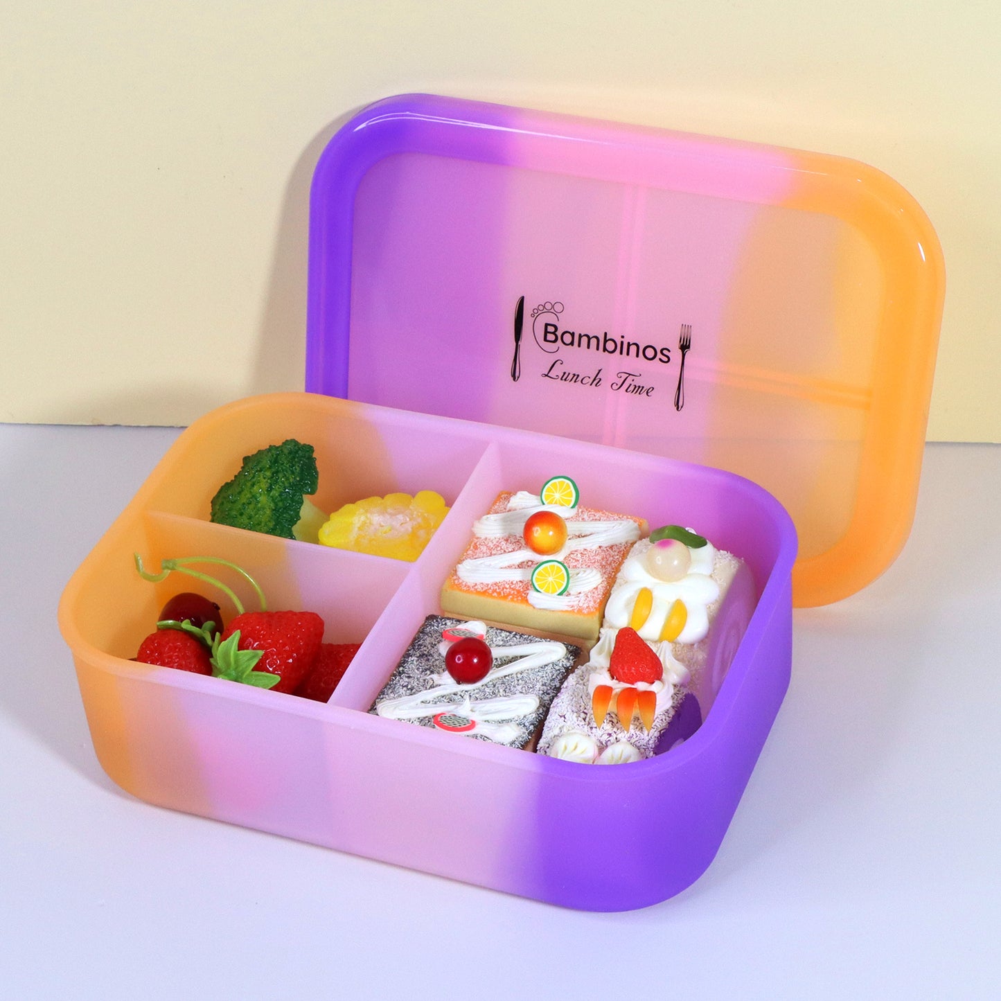 Microwave-safe silicone container being reheated with food inside