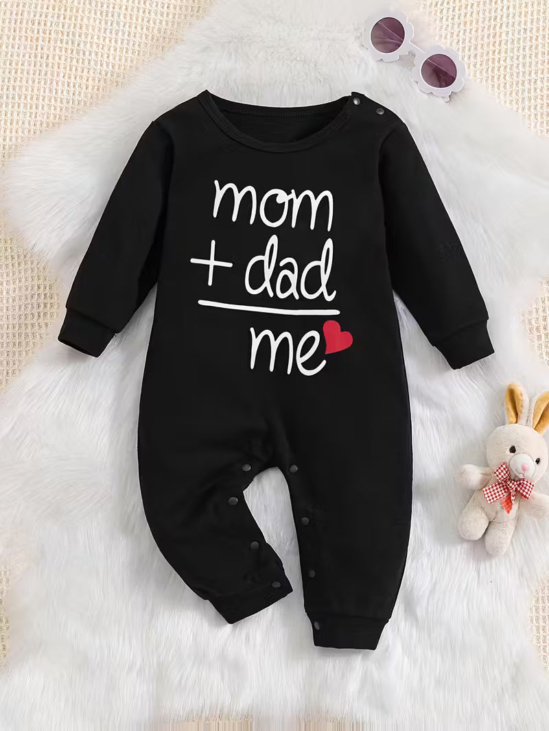 Long Sleeve Baby Romper – “Mom Dad Me” Family Matching Outfit | Soft Closed Crotch Bodysuit