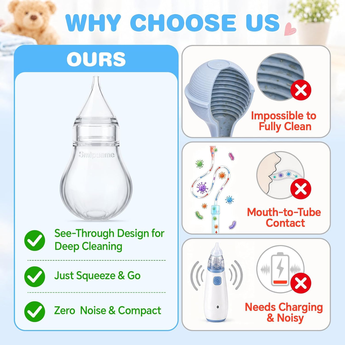 Newborn nasal aspirator suction bulb