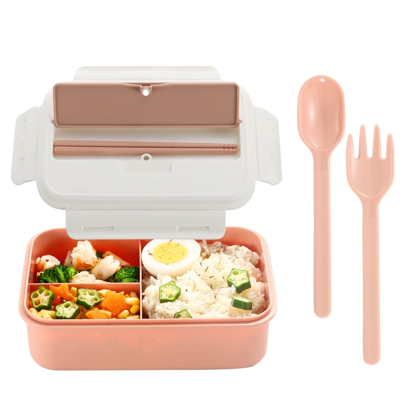 Reusable food container for school or office meals with secure lid