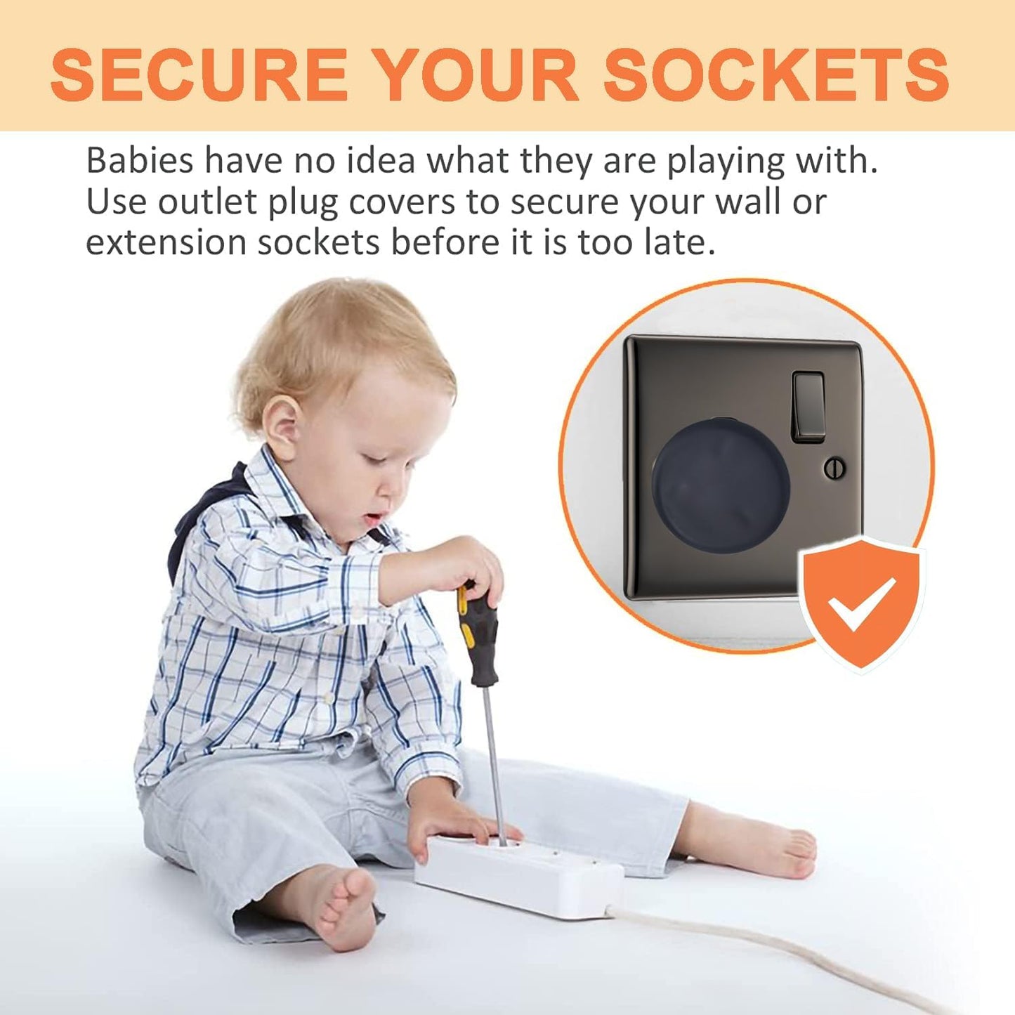 10 pack black plug socket covers for UK outlets child safe