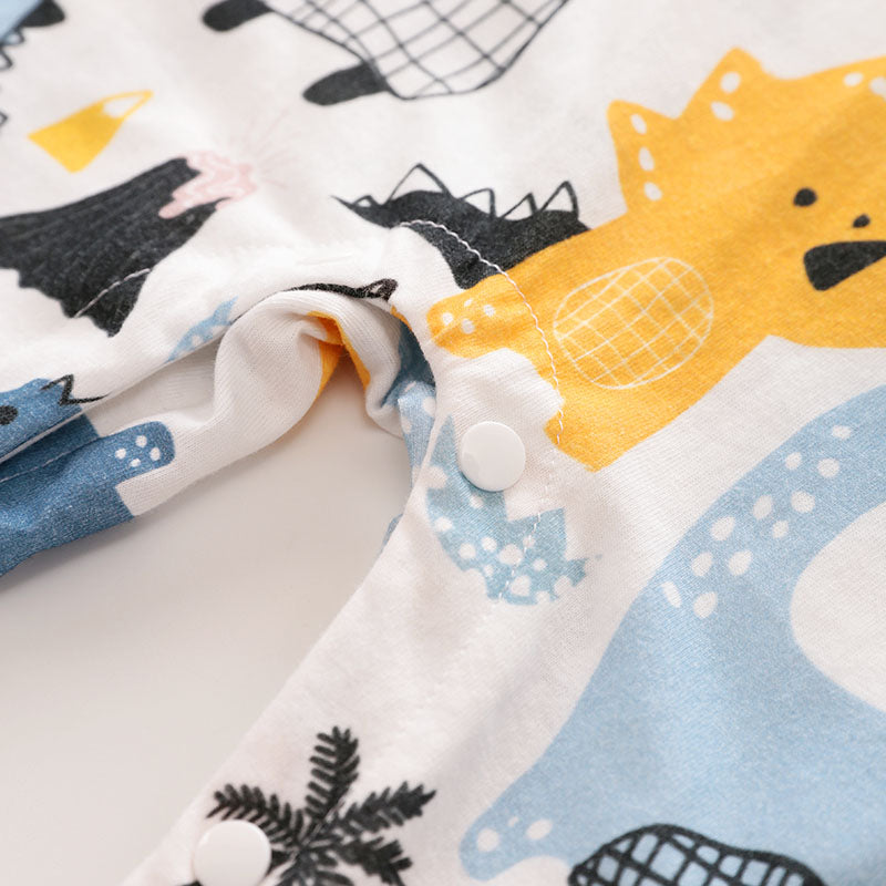 Newborn to 12 months dinosaur print baby bodysuit romper easy change poppers