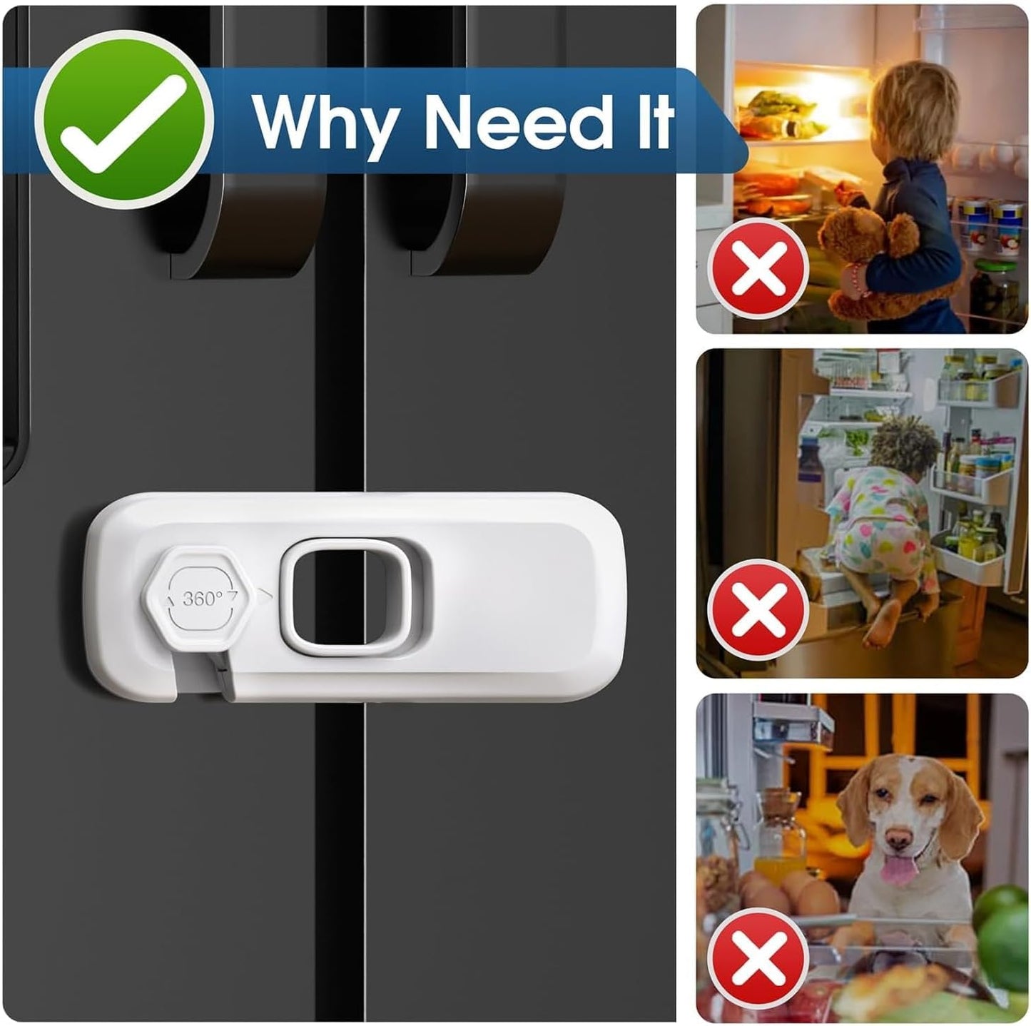 easy install fridge lock set for toddler safety
