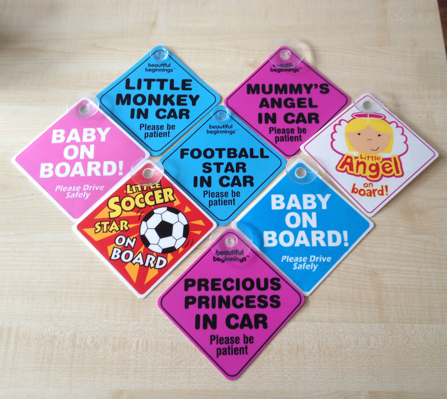 BABY ON BOARD CHILD SAFETY WITH SUCTION CUPS CAR VEHICLE SIGNS CHILD ON BOARD