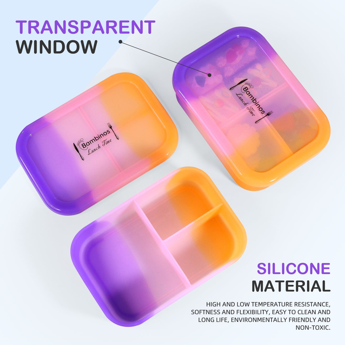 Bambinos Silicone container for Kitchen and Kids needs Bento Box Food Storage