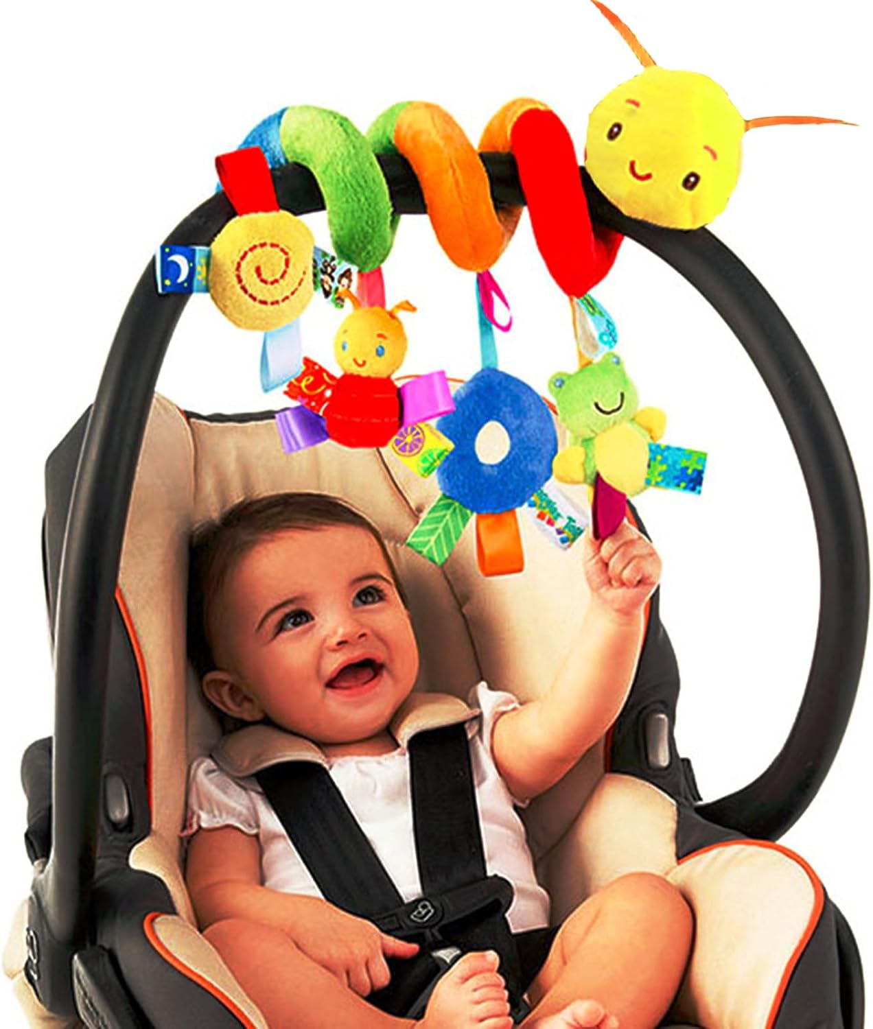 Baby Spiral Pram Toy – Soft Hanging Sensory Rattle for Car Seat ...