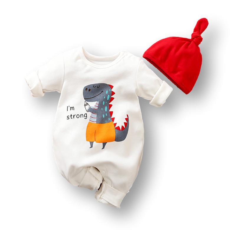 Strong Dinosaur Romper with Free Hat