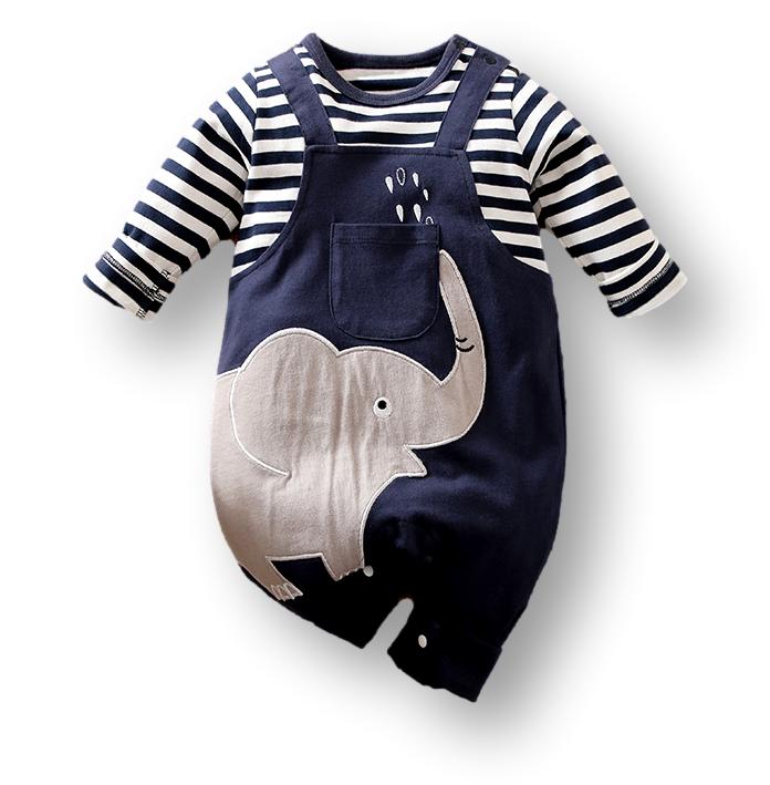 Blue Elephant Dungarees Romper