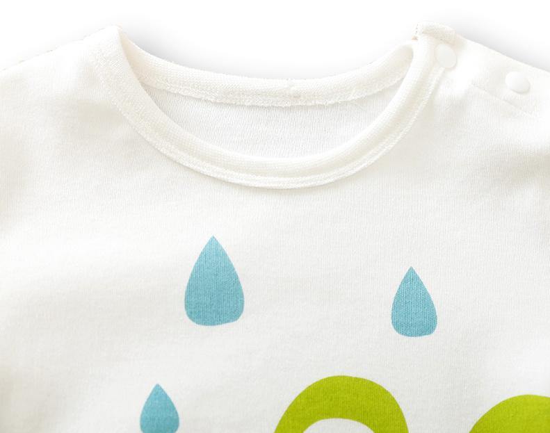 Baby wearing crocodile print romper 100% cotton